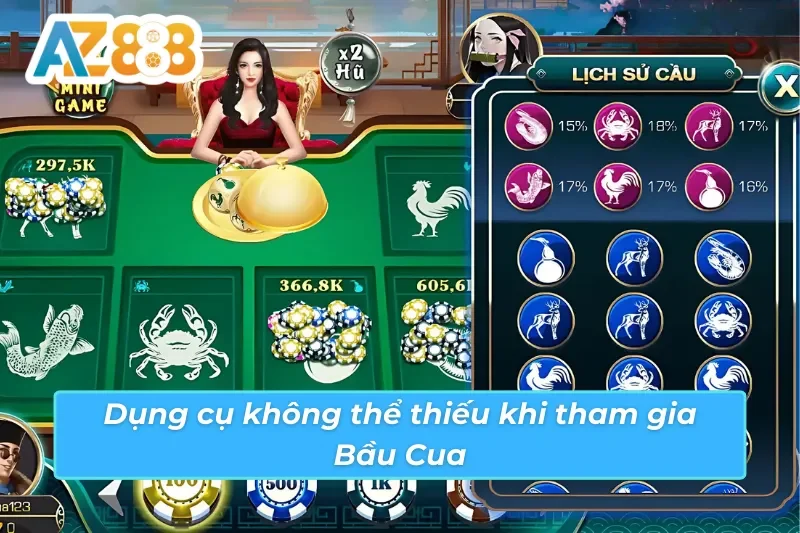 03 dụng cụ cần thiết trong bàn Bầu Cua AZ888